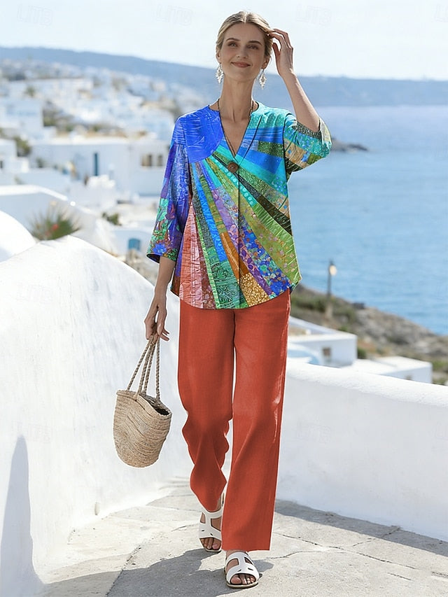 Women's Two Piece Sets Pants Sets Bolero Top 3/4 Length
