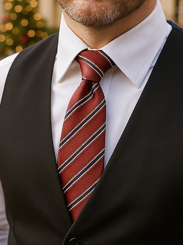 Striped Paisley Necktie and Silk Classic Men's Tie