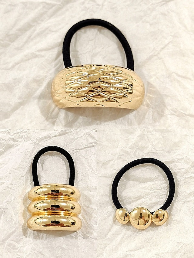 Women's Scrunchies Elastic Hair Gold Tone with - Band