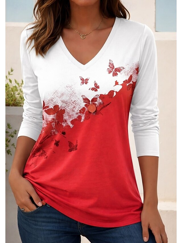 Women's T Shirt Print Floral Graphic Gradient Elegant