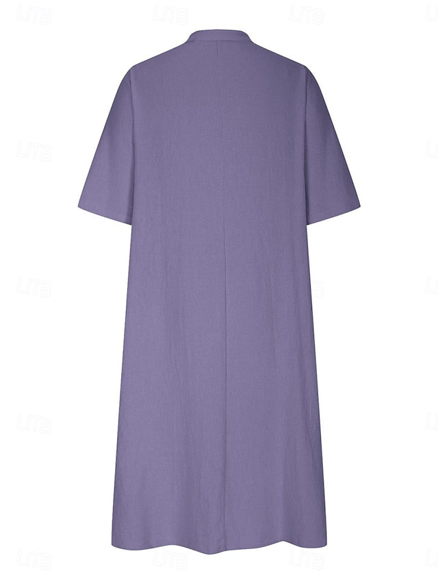 Women's Midi Dress Casual Dress Cotton Linen Dress A Line