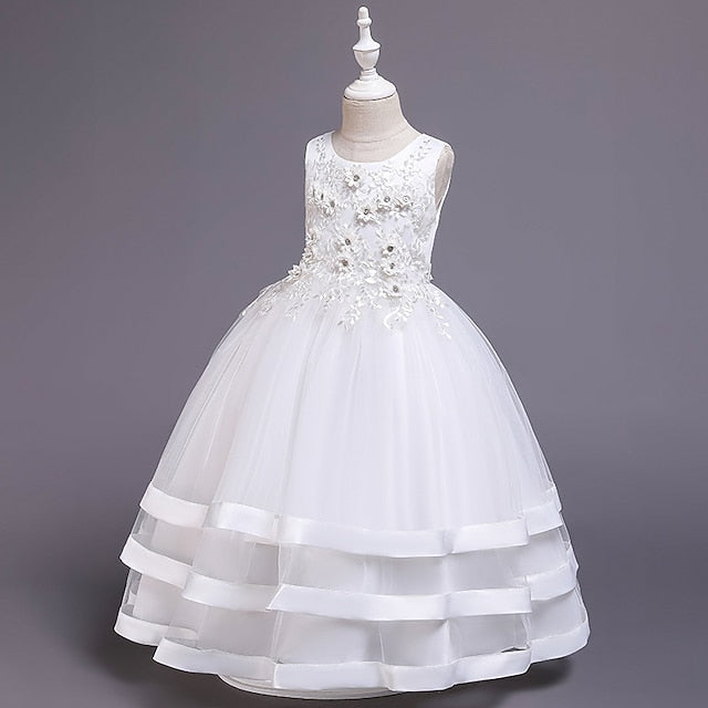 Sleeveless Kids Colored Wedding Party Girls' Dress Solid