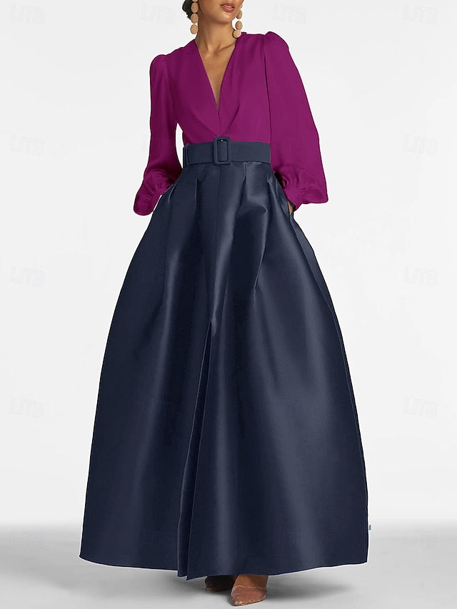 Evening Gown Formal High Guest Split A-Line Floor Dress Wedding