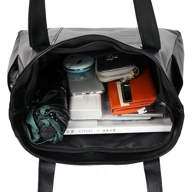 Tasche Schwarz – Große Kunstleder Damen Tote Stilvoll