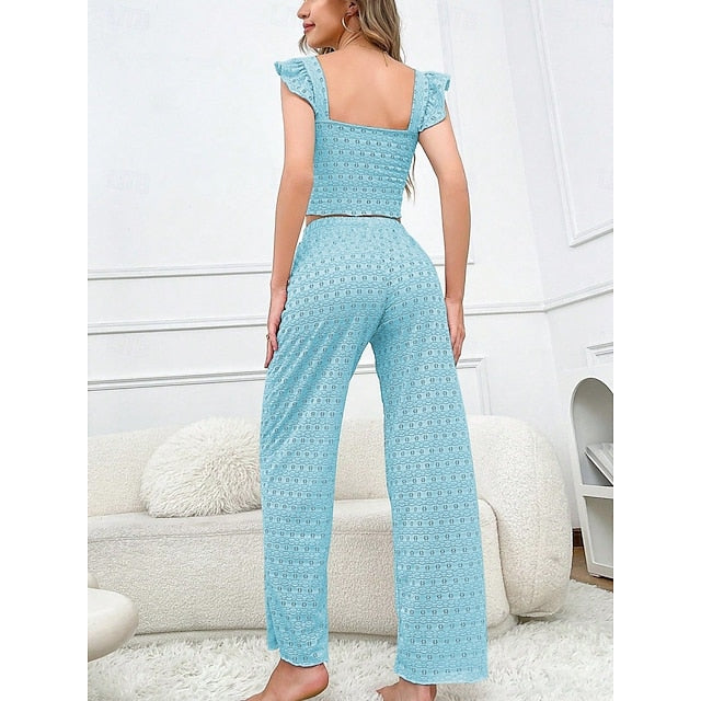 Women's Pajama Set Casual Comfort Pure Color Elastic Waist
