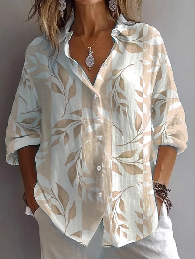 Women's Shirt Linen Like Breathable Lightweight Button Down