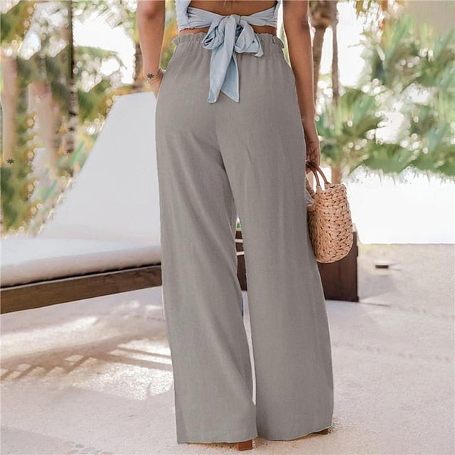 Women's Wide Leg Pants Trousers Casual Daily Long Plain