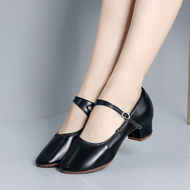 Women's Mary Jane Gold Dance with Buckle Shoes Low Heel