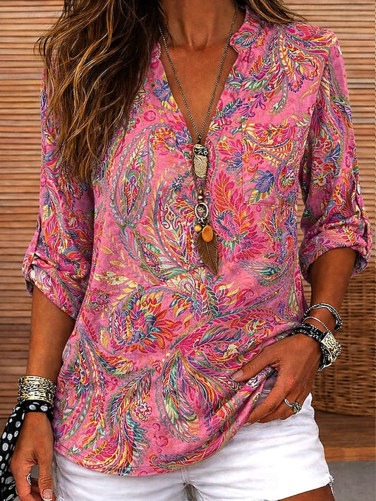 Easter Women's Blouse Print Floral Graphic Vintage Tropical