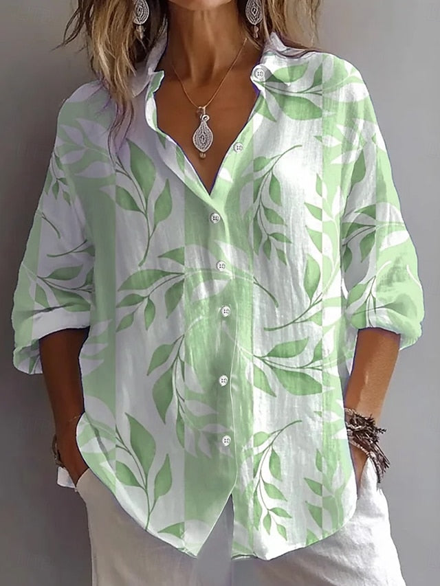 Women's Shirt Linen Like Breathable Lightweight Button Down