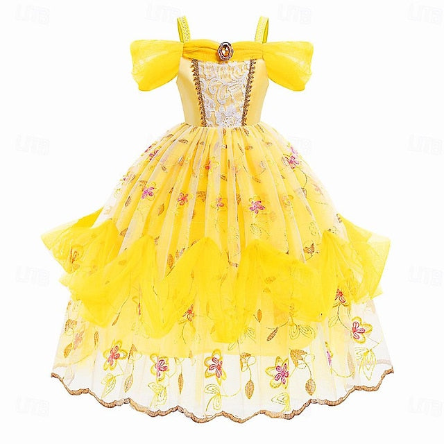 and Princess Dress the Flower Belle Cute Beast Beauty Girl