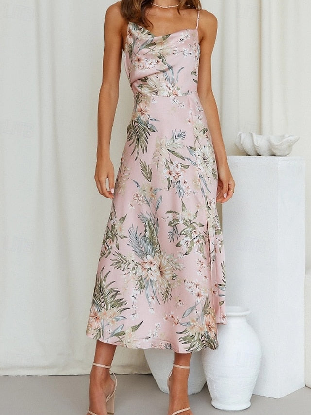 Women's Midi Dress Floral Dress Boho Dress Print Dress