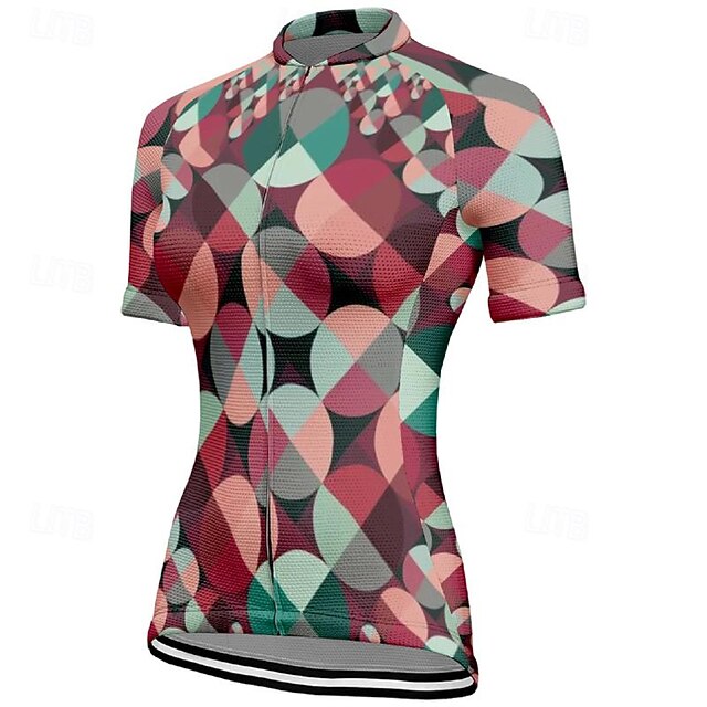 Women's Cycling Jersey Geometic Short Sleeve Bike Tee