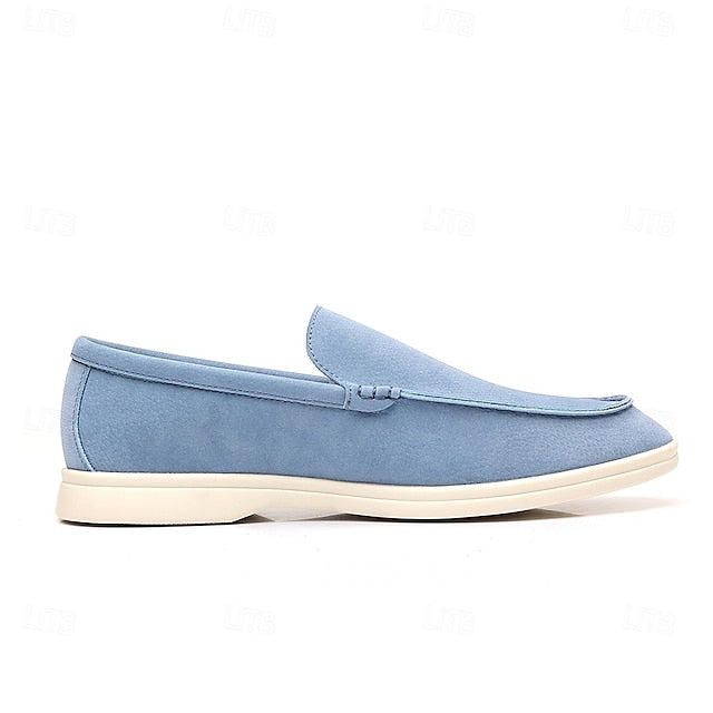 Breathable Men's Loafers Blue Faux Light – Casual Slip-On