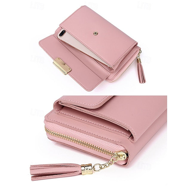 Sac à bandoulière en cuir PU pour femme, porte-téléphone portable