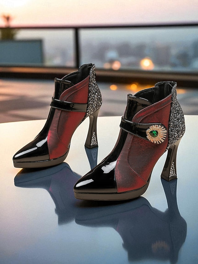 High Heel Boots Ankle Women's Glitter