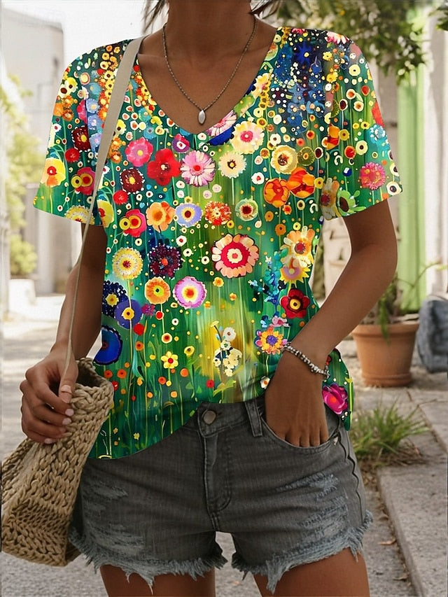 Women's T Shirt Print Floral Graphic Plants Vintage