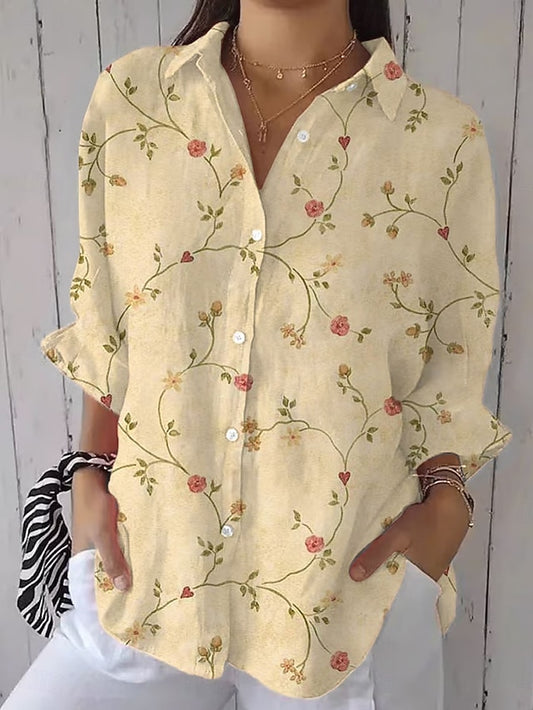 Women's Shirt Ruched Floral Graphic Elegant Vacation