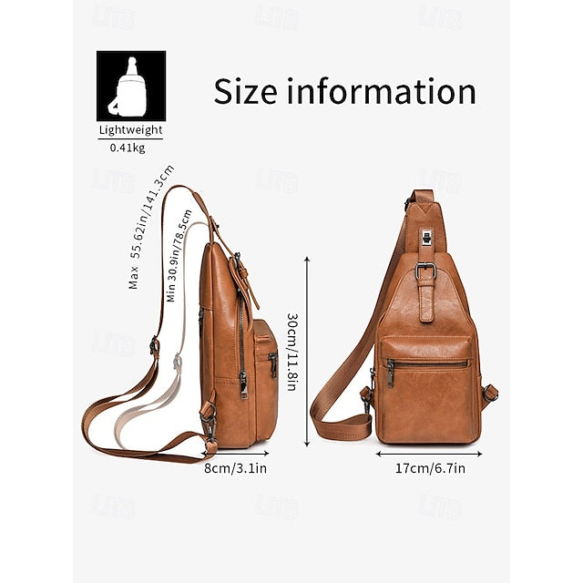 Sac bandoulière en similicuir marron pour femme