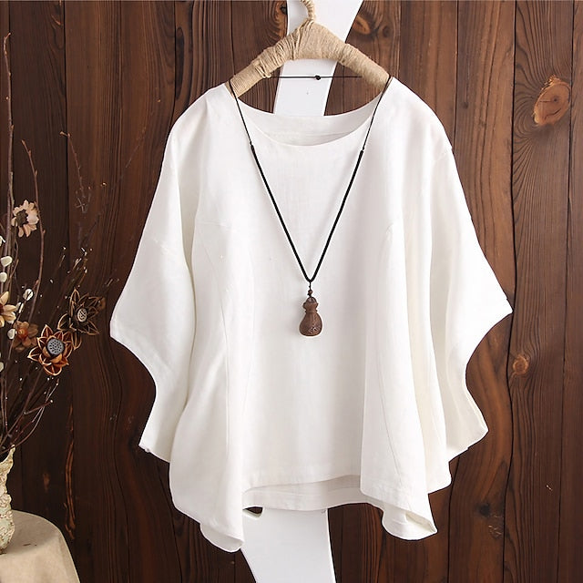 Women's T Shirt Blouse Plain Vintage Streetwear Half Sleeve