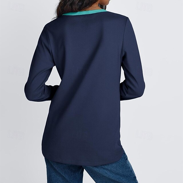 Women's T Shirt Tee Top Patchwork Color Block Elegant