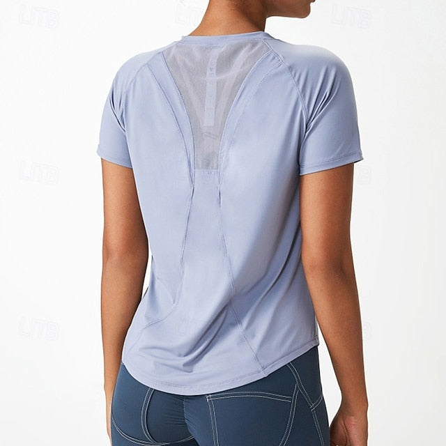 Women's Gym Shirt Running Shirt Mesh Short Sleeve Top