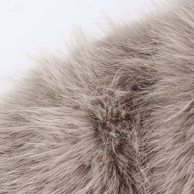 Buttons Fur Pocket Faux Women's Coat Comfortable Warm