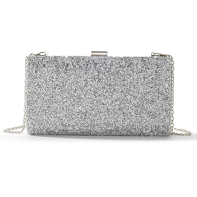 Women's Silver Glitter Clutch