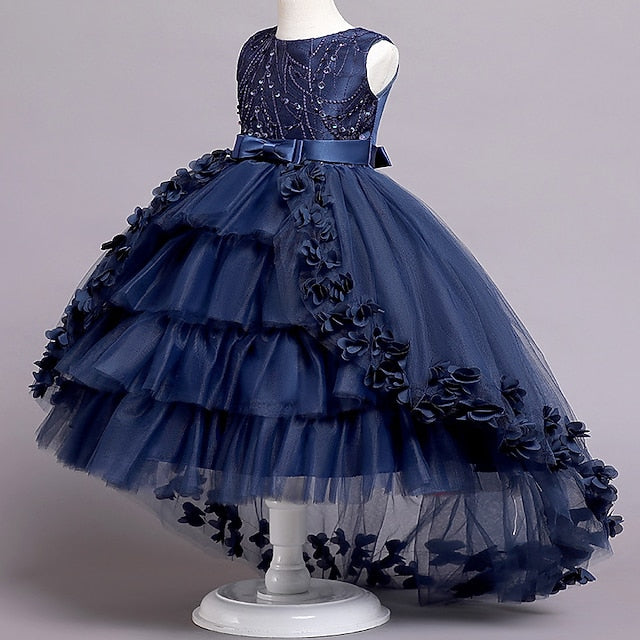 Colored Solid Flower Dress Girl Kids Girls'