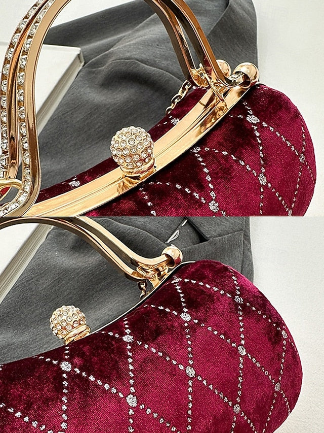 - Purse Accents Diamond Quilted with Evening Women's Velvet