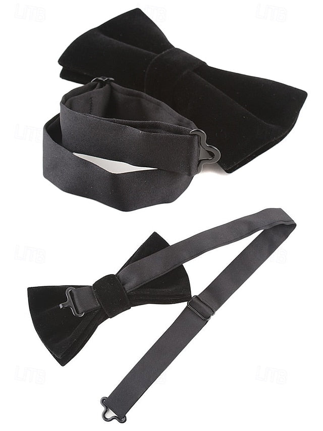 Men's Velvet with Tie – and Chain Detail Crown Bow