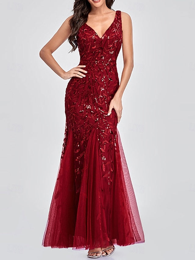 of Party Floor Elegant Mother Bride the Neck V Dress