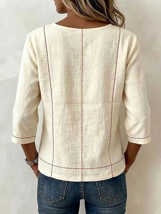 Women's Shirt Blouse Plain Striped Stylish Classic Modern