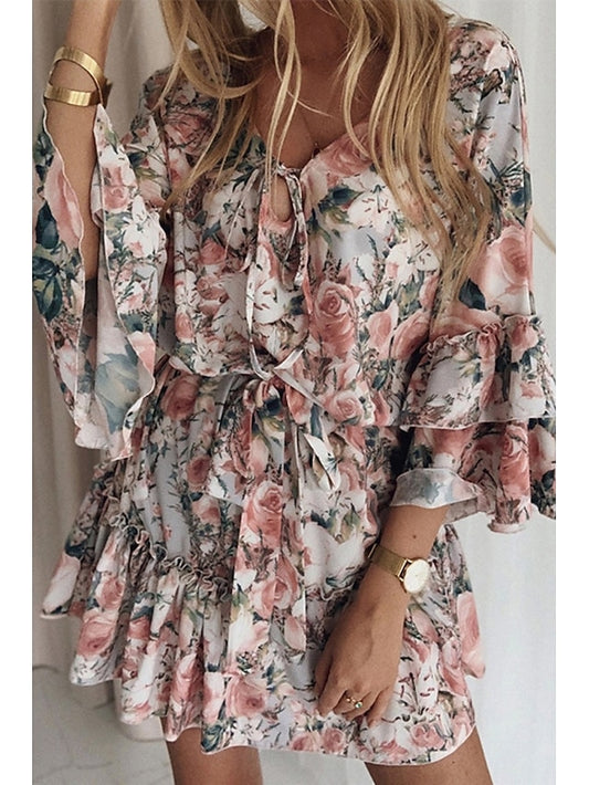 Women's Mini Dress Print Dress Peplum Dresses Fashion Daily