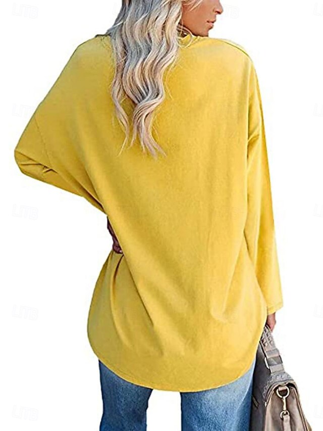 Women's Blouse Solid Color Stylish Casual Long Sleeve Crew