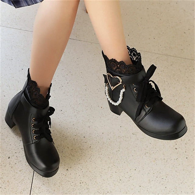 Boots Ankle Lace-Up Shoes Bridal White – Wedding Women's