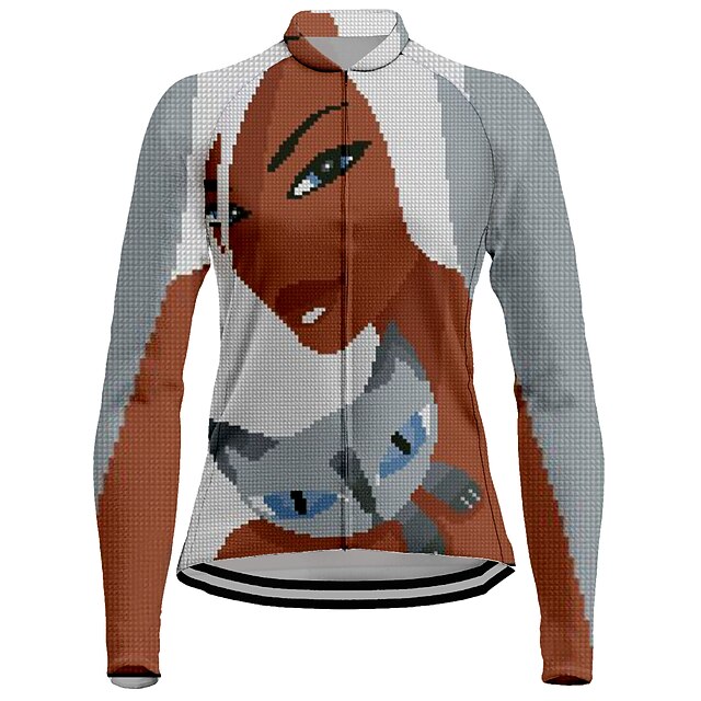 Women's Cycling Jersey Long Sleeve Bike Jersey Top with 3