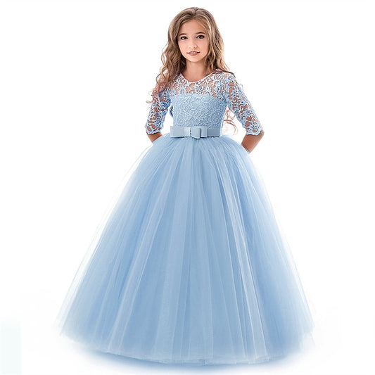 Half Flower Girls' Kids Girl Sleeve Dress Wedding