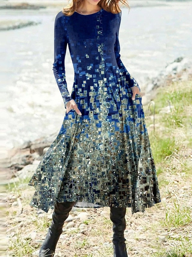 Women's Midi Dress A Line Dress Fit And Flare Dress