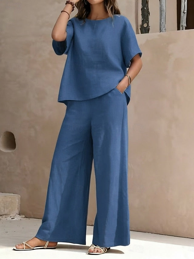 Women's Two Piece Sets Pants Sets Bolero Short Sleeve Crew