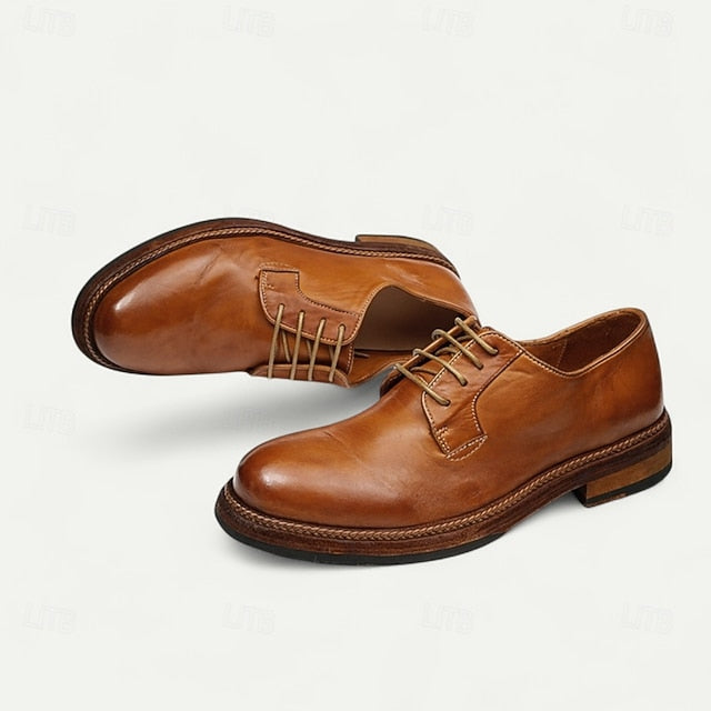 Clean Goodyear Derby with Shoes Leather and Welt Men's Tan