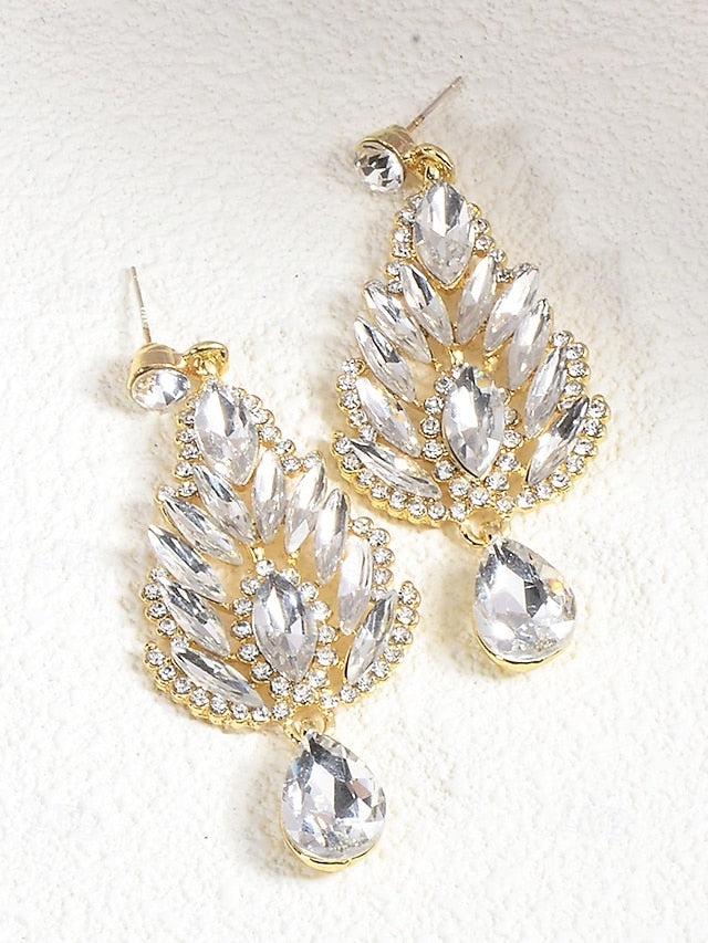 – Women's Emerald Crystal Drop Earrings Green