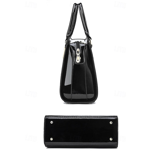 Sac à main femme en cuir verni imitation croco bordeaux