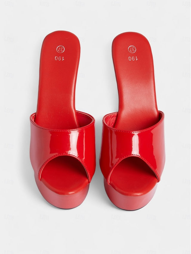 Platform Red Women's Leather with Patent Heels High