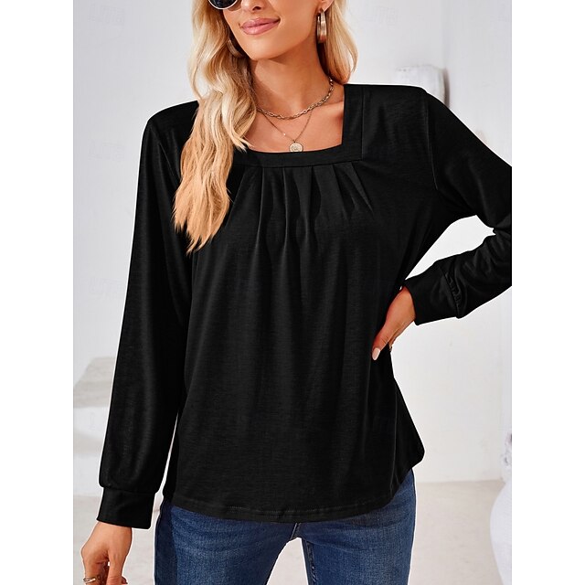 Women's Blouse Ruched Solid Color Daily Stylish Casual Long