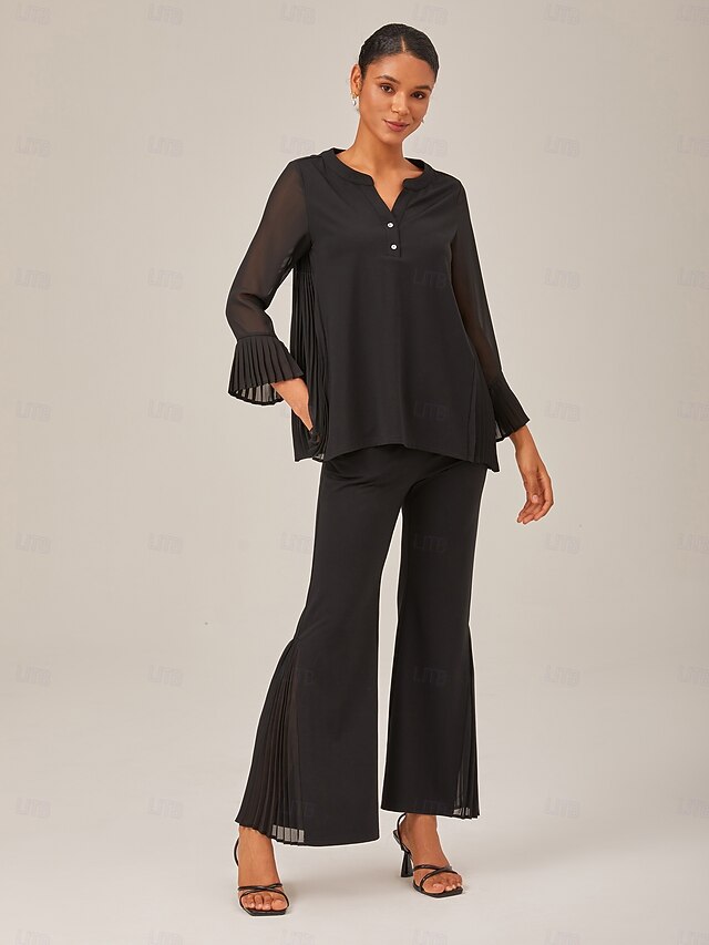 Women's Contrast Design Pleated TENCEL Roma Top Curved Hem