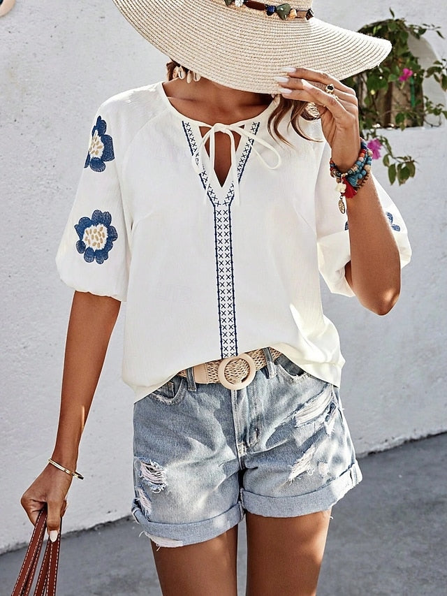 Women's Popover Shirt Summer Shirt Casual Shirt Blouse