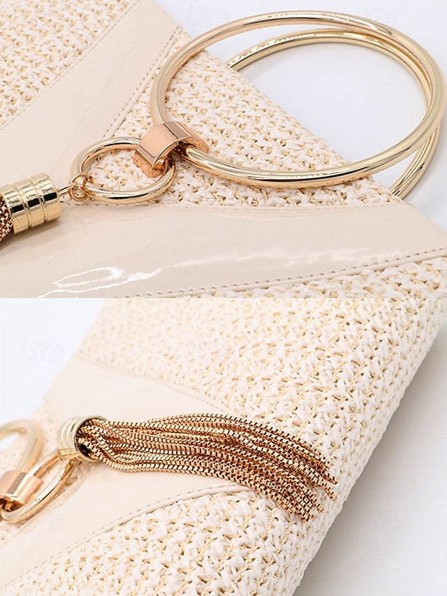 Woven Women's Purse with Elegant Handbag Clutch – Straw
