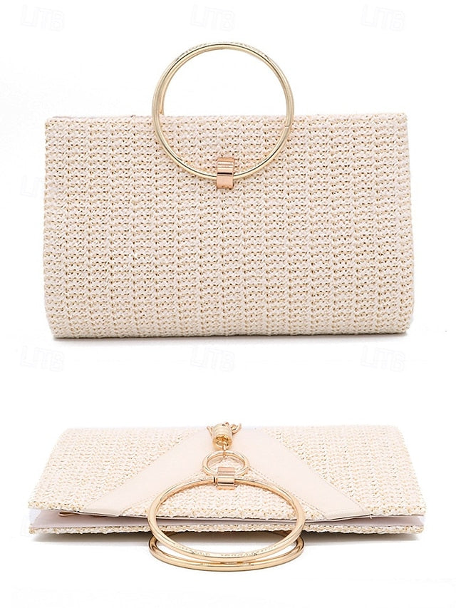 Woven Women's Purse with Elegant Handbag Clutch – Straw