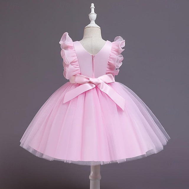 Party Color Sequin Flower Girls' Dress Kids Solid